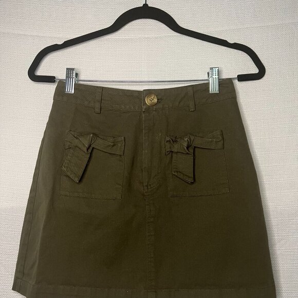 Very J Olive green fall skirt Cotton Small - 0381 - Picture 4 of 4